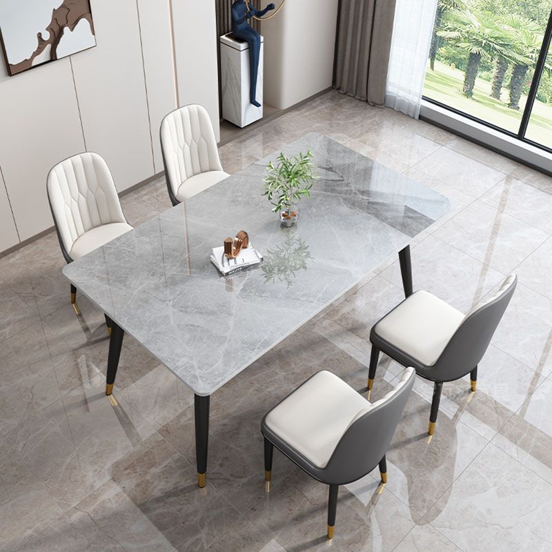 Modern 4 Legs Dining Table Sintered Stone Dinner Table for Dining Room Clearhalo 'Dining Tables & Seating' 'Dining Tables' 'dining_table' 'furn' 'furn_dining_table' 'Furniture' 'Kitchen & Dining Furniture' 1200x1200_ae2e44ae-c3ac-4d2e-b0d2-0f703763fe0d
