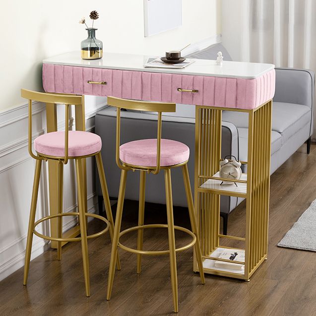Glam Rectangle Indoor Bar Dining Table White Marble Bistro Table with Drawer Clearhalo 'Bar Furniture' 'Bar Tables' 'bar_tables' 'furn' 'furn_bar_tables' 'Furniture' 'furniture_bar_tables' 'Kitchen & Dining Furniture' 'kitchen&dining_furn' 'kitchen' 1200x1200_ae2f0d74-09ca-4f32-ad3a-d20308f02ff9