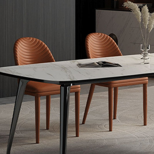 Contemporary Parsons Chair Faux Leather Kitchen Dining Armless Chair