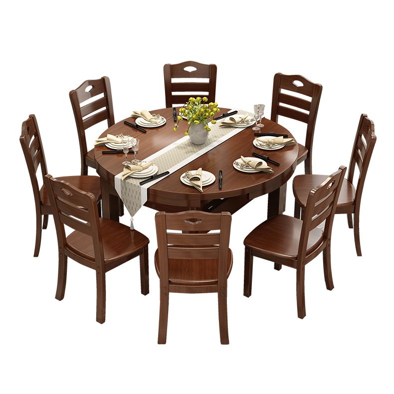 Modern Style Round 54.33" Dining Table Solid Wood Drop-Leaf Dining Table for Home Use Clearhalo ' dining_table' 'Dining Tables & Seating' 'Dining Tables' 'furn' 'furn_dining_table' 'Furniture' 'furniture_dining_table' 'Kitchen & Dining Furniture' 'kitchen&dining_furn' 'kitchen' 'kitchen_dining_table' 1200x1200_ae30a84d-57fa-4133-b3d9-d252e7090262
