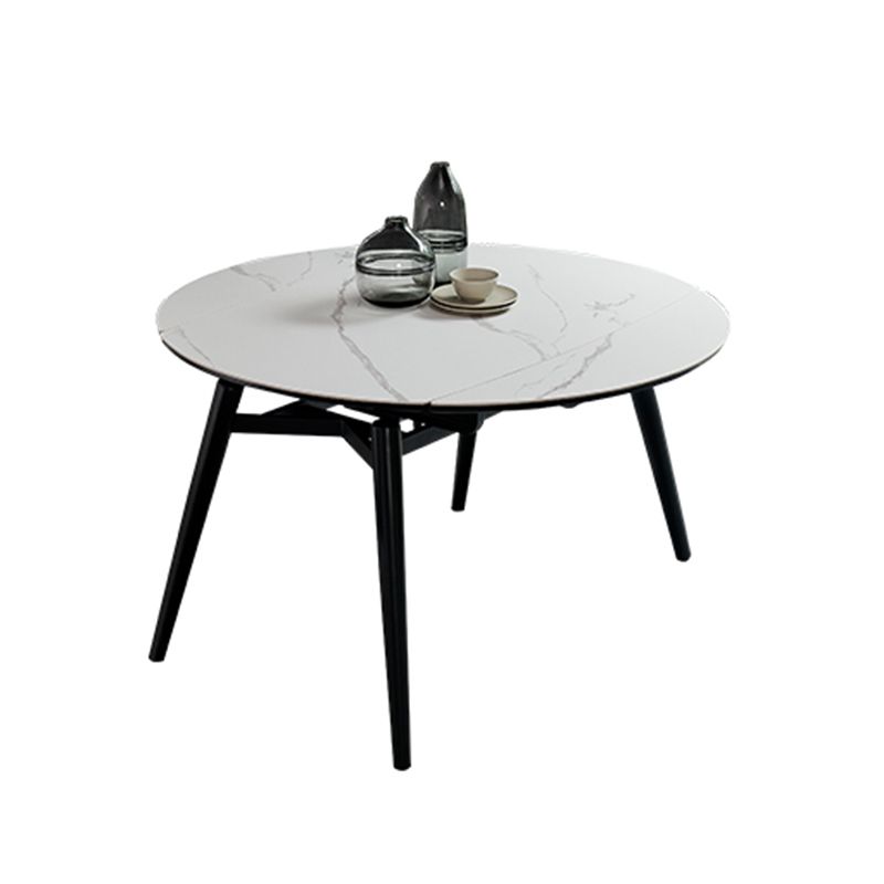 Sintered Stone Extendable Round Dining Table Modern Adjustable Table with Metal 4 Legs Clearhalo ' dining_table' 'Dining Tables & Seating' 'Dining Tables' 'furn' 'furn_dining_table' 'Furniture' 'furniture_dining_table' 'Kitchen & Dining Furniture' 'kitchen&dining_furn' 'kitchen' 'kitchen_dining_table' 1200x1200_ae315490-852a-4d8a-98fe-9d7083ae8a20