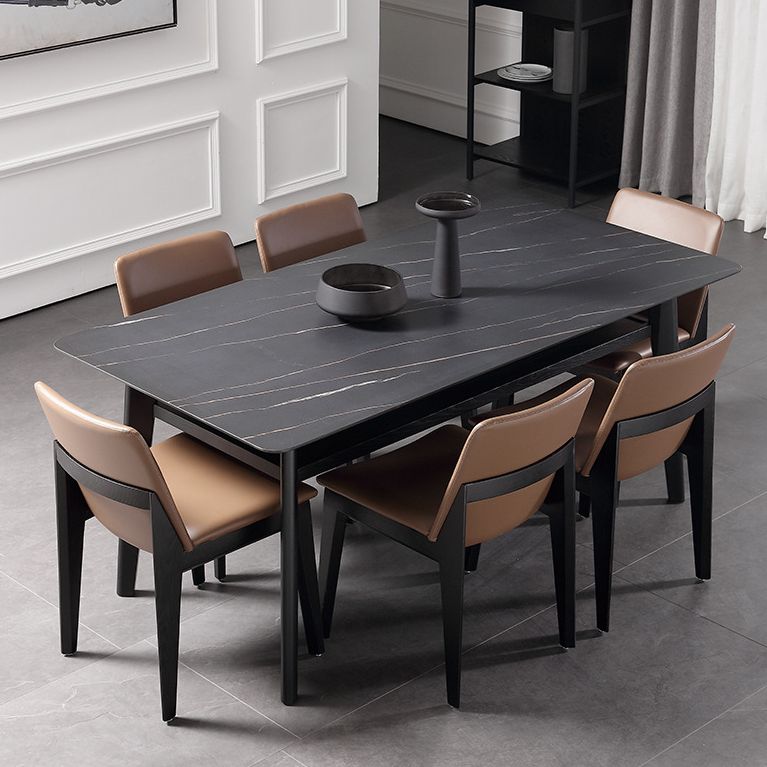 Modern Sintered Stone Top Dining Set Rectangle 1/2/5/7 Pieces Wooden Dining Room Table Set Clearhalo 'Dining Room Sets' 'Dining Tables & Seating' 'dining_room_set' 'furn' 'furn_dining_room_set' 'Furniture' 'Kitchen & Dining Furniture' 1200x1200_ae3172c6-5f1c-4807-95c3-2649c0839f7c
