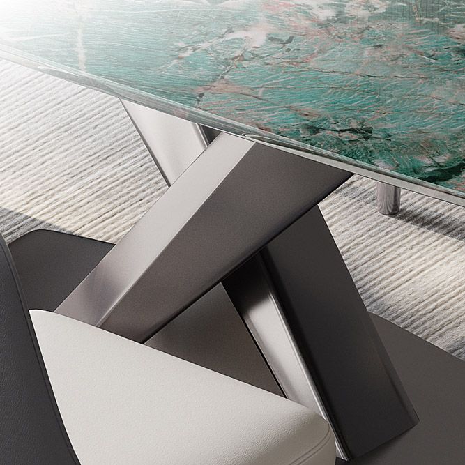 Contemporary Rectangle Dining Room Table Pedestal Dining Table