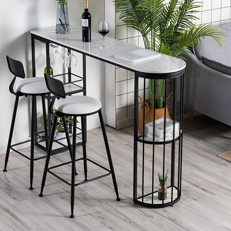 White and Black Glam Style Table in Faux Marble and Metal Coffe Shop Bar Table Clearhalo 'Bar Furniture' 'Bar Tables' 'bar_tables' 'furn' 'furn_bar_tables' 'Furniture' 'furniture_bar_tables' 'Kitchen & Dining Furniture' 1200x1200_ae35da82-bb35-4c29-90ec-91b0c0c2d668