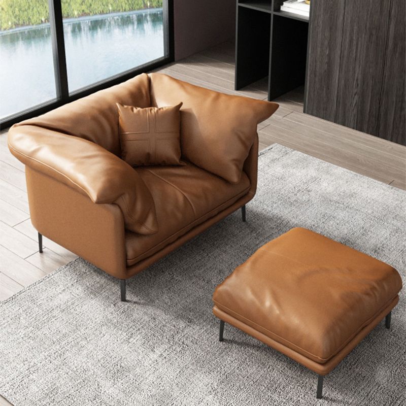 Pillow Top Arm Sofa Faux Leather Down Fill Cushions Sofa in Orange Clearhalo 'furn' 'furn_sofas' 'Furniture' 'Living Room Furniture' 'Sofa' 'sofas' 1200x1200_ae35df3c-5198-4b64-bc91-3068a51a146c