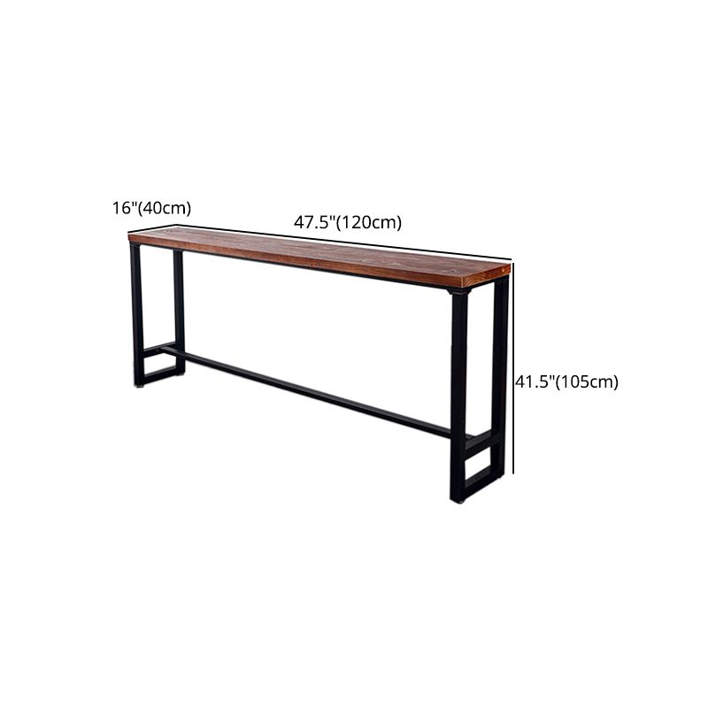 Wood Bar Dining Table Industrial Bar Dining Table with Black Trestle Base Clearhalo 'Bar Furniture' 'Bar Tables' 'bar_tables' 'furn' 'furn_bar_tables' 'Furniture' 'furniture_bar_tables' 'Kitchen & Dining Furniture' 1200x1200_ae3606f1-550e-4864-8b10-5a0e98c8bb6c