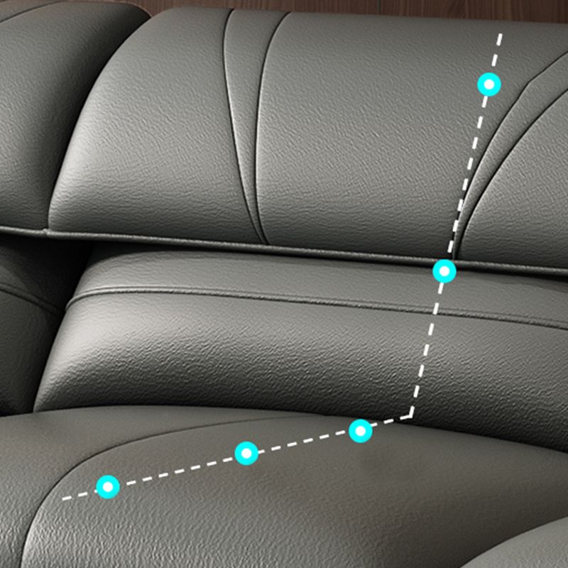 35.4 "H moderno sofá de cuero sintético de brazo cuadrado y chaise para sala de estar