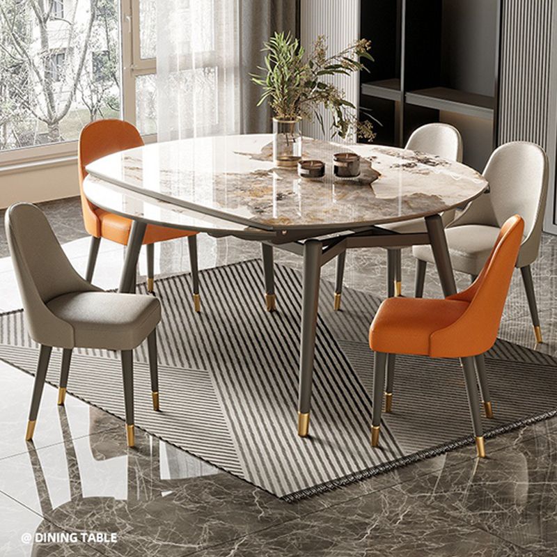 Wood Base Dining Table Contemporary Extendable Dinner Table for Home Clearhalo 'Dining Tables & Seating' 'Dining Tables' 'dining_table' 'furn' 'furn_dining_table' 'Furniture' 'Kitchen & Dining Furniture' 1200x1200_ae380efc-2eee-46af-aee6-9be1157045a4