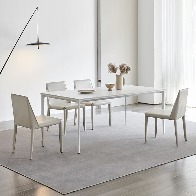 Modern Sintered Stone Table Set of 5/7 with Rectangle Table Dining Set with White Chairs Clearhalo 'Dining Room Sets' 'Dining Tables & Seating' 'dining_room_set' 'furn' 'furn_dining_room_set' 'Furniture' 'furniture_dining_room_set' 'Kitchen & Dining Furniture' 'kitchen&dining_furn' 'kitchen' 1200x1200_ae386084-3470-417e-87fd-d2c74578f7a9
