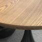 Modern Round Wooden Coffee Table Iron Pedestal Cocktail Table