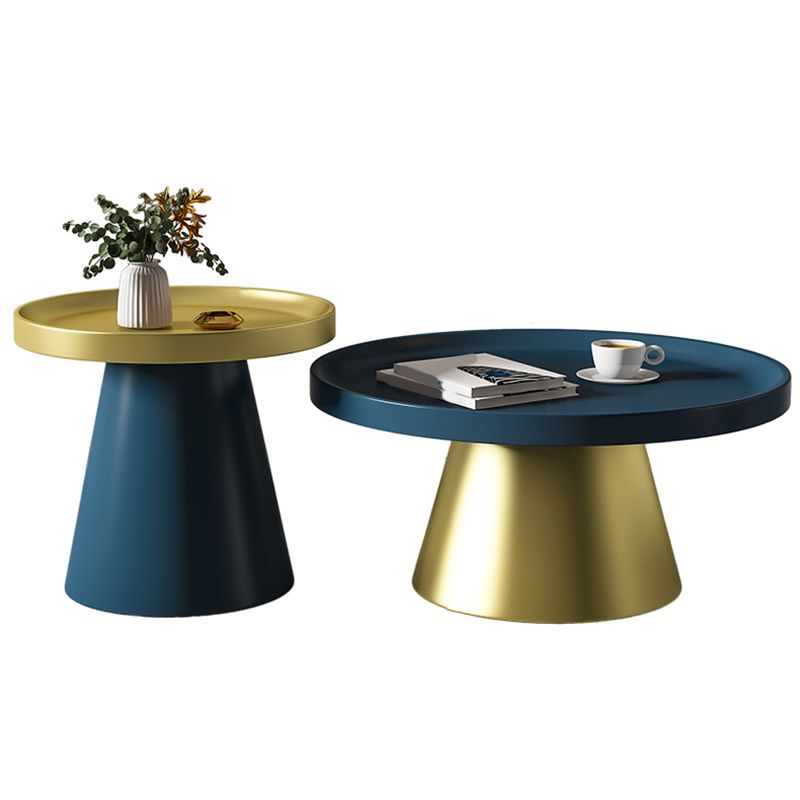 Tavolino moderno di ferro della metà del secolo set da tavolo da cocktail vassoio rotondo