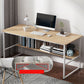 Metal and Wood Writing Desk Contemporary Corner Bedroom Office Desk with Bookshelf Clearhalo 'furn' 'furn_office_desk' 'Furniture' 'Office Desks' 'Office Furniture' 'office_desk' 1200x1200_ae3efd62-9435-43f0-beed-c849eb76988a