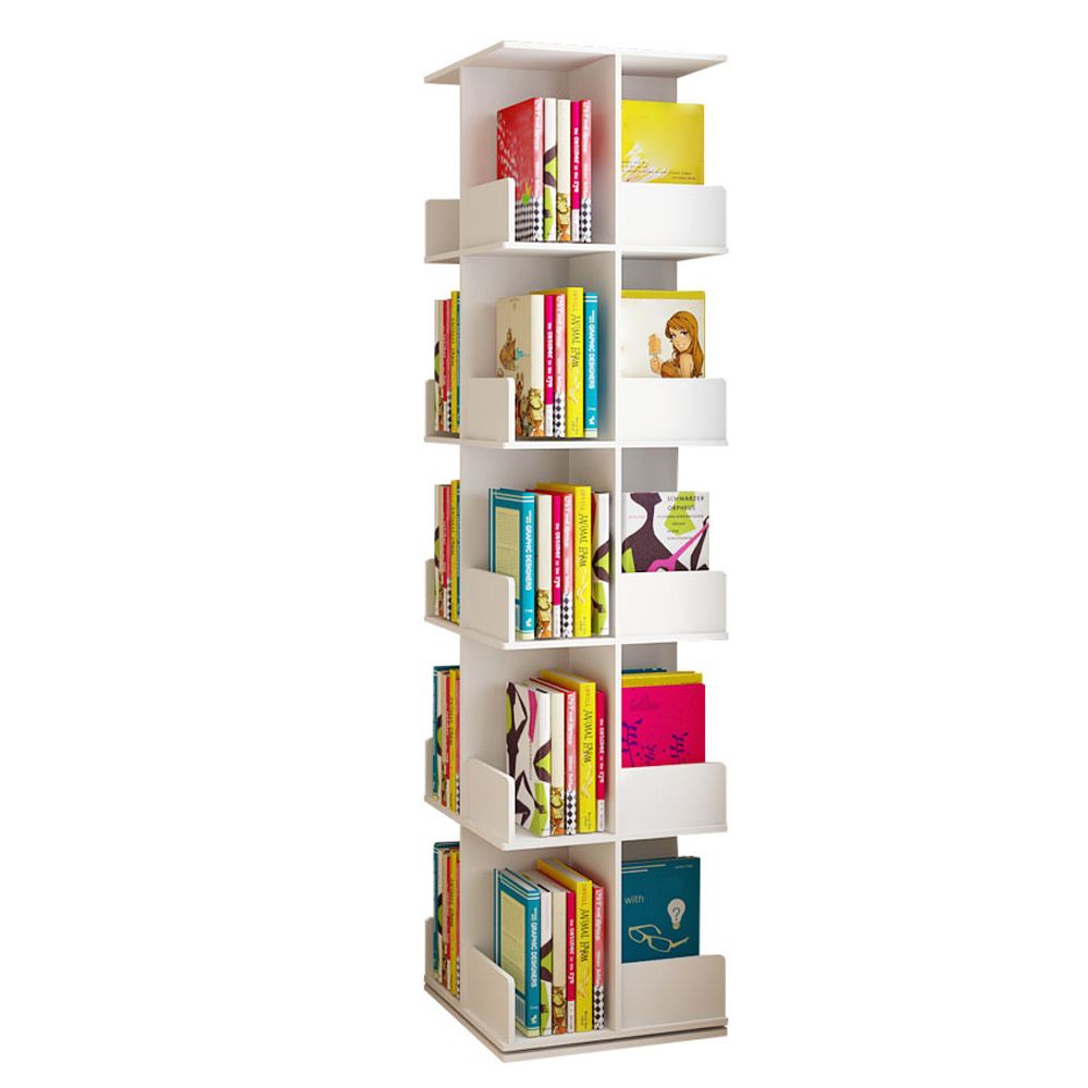 Contemporary Style Bookshelf Rotatable White Bookcase for Home and Office Clearhalo 'Bookcases' 'furn' 'furn_bookcases' 'Furniture' 'furniture_bookcases' 'Office Furniture' 1200x1200_ae3fac52-7552-490e-9cbb-a36ad41ae05d