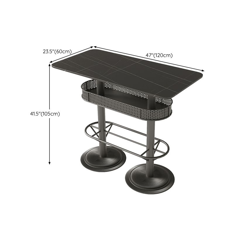 Industrial Style Bar Wine Table Black Bar Dining Table with Storage Clearhalo 'Bar Furniture' 'Bar Tables' 'bar_tables' 'furn' 'furn_bar_tables' 'Furniture' 'Kitchen & Dining Furniture' 1200x1200_ae401880-e8d0-4a09-9782-d8b5976c4202