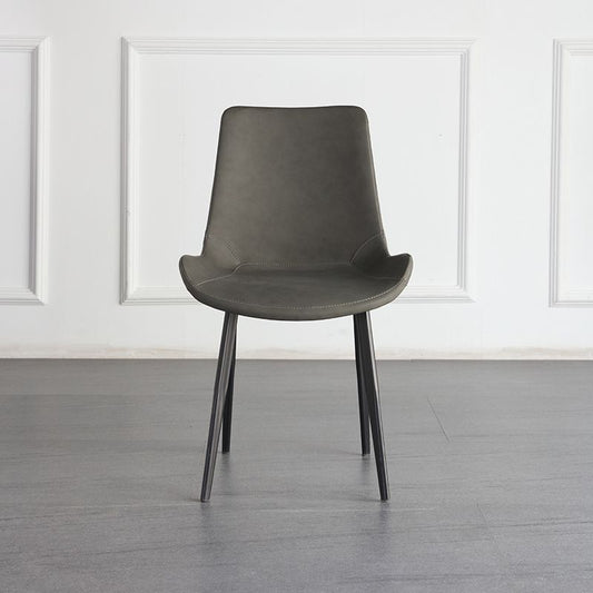 Contemporary Style Leather Dining Chairs Solid Back Chairs with 4 Black Legs (Set of 2) Clearhalo ' kitchen&dining_furn' 'Dining Chairs' 'Dining Tables & Seating' 'dining_chair' 'furn' 'furn_dining_chair' 'Furniture' 'furniture_dining_chair' 'Kitchen & Dining Furniture' 'kitchen' 1200x1200_ae427766-8067-412d-80af-9a9dfef32f6e