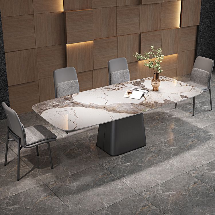 Modern Sintered Stone Table Set of 5/7 with Rectangle Table Dining Set with Fabric Leather Chairs Clearhalo 'Dining Room Sets' 'Dining Tables & Seating' 'dining_room_set' 'furn' 'furn_dining_room_set' 'Furniture' 'furniture_dining_room_set' 'Kitchen & Dining Furniture' 'kitchen&dining_furn' 'kitchen' 1200x1200_ae44c433-73c9-4374-a9b2-80e896d02d55