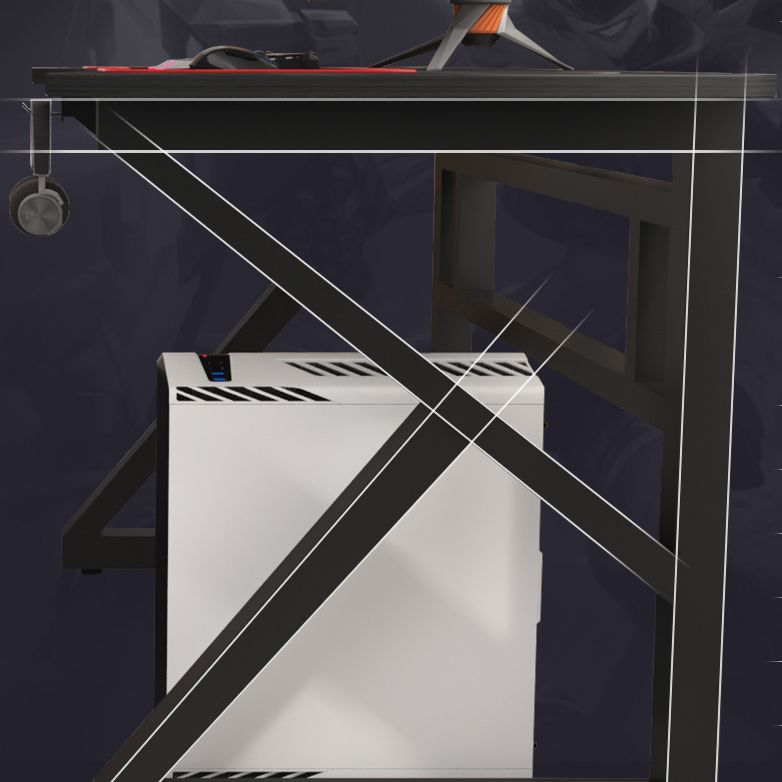 23.62 "W houten gaming bureau moderne gebogen computerbureau met stalen benen