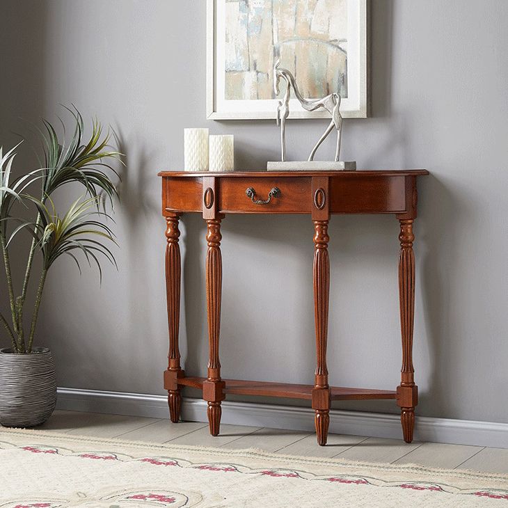 Wooden Console Table Mid Century Modern Accent Table for Hall , 10.5 inch Wide