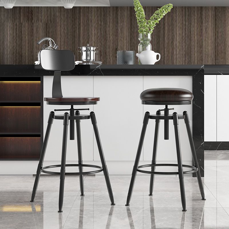 Rotatable Upholstered Counter Stool Industrial Metal Footrest Bar Chair