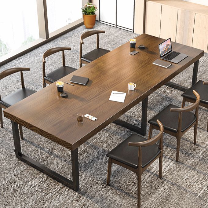 Industrial Office Desk Rectangular Brown Solid Wood Writing Desk Clearhalo 'furn' 'furn_office_desk' 'Furniture' 'Office Desks' 'Office Furniture' 'office_desk' 1200x1200_ae4b2d12-1b8f-4c1a-8923-4c0773c16940