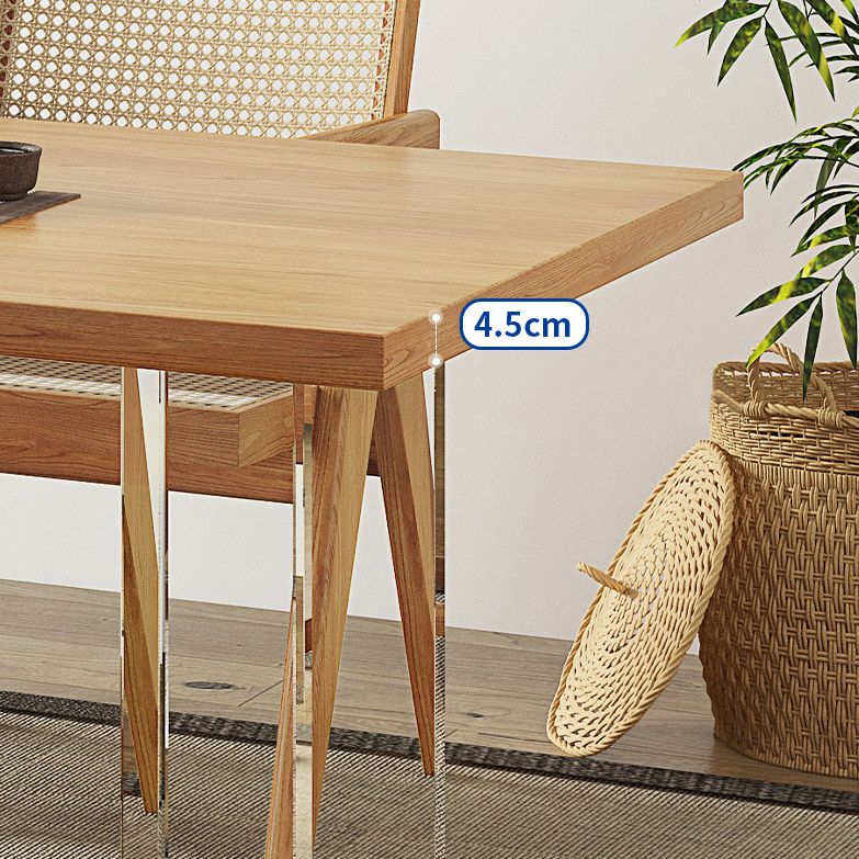 Modern Dining Wood Table Dining Rectangle Table with Plastic Legs Clearhalo 'Dining Tables & Seating' 'Dining Tables' 'dining_table' 'furn' 'furn_dining_table' 'Furniture' 'Kitchen & Dining Furniture' 1200x1200_ae4ee3aa-c618-46ea-b81d-dece56423254