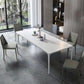 Stone Top Dining Table Contemporary Rectangle Dining Table with 4 Legs in White Clearhalo 'Dining Tables & Seating' 'Dining Tables' 'dining_table' 'Furniture' 'furniture_dining_table' 'Kitchen & Dining Furniture' 'kitchen' 'kitchen_dining_table' 1200x1200_ae4f9c70-a488-4bc2-9f96-20fbcc78b3ac
