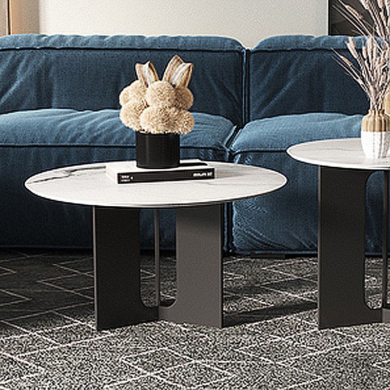 Contemporary Stone Top End Table Stainless Steel Pedestal Sofa Side Table