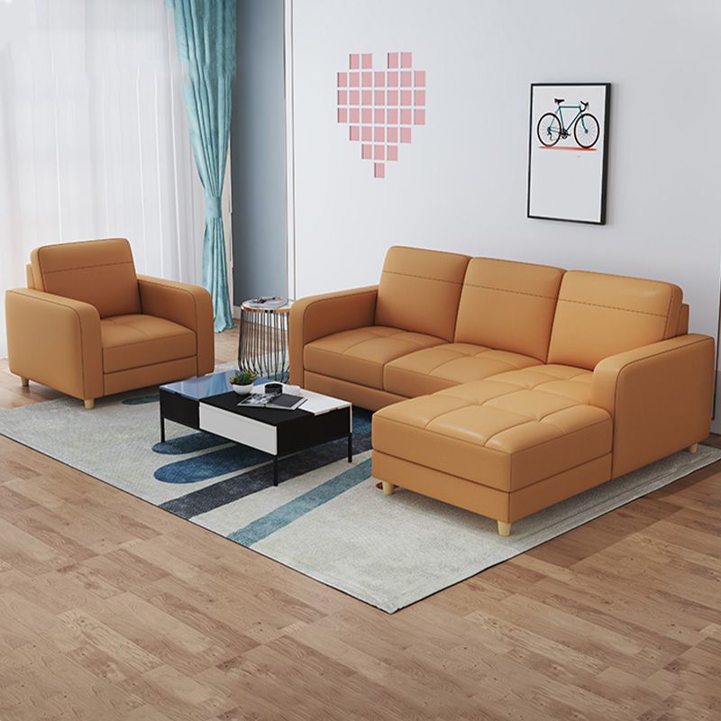 リビングルーム用のボルスター枕の座席付きモダンスタイルの革のソファ