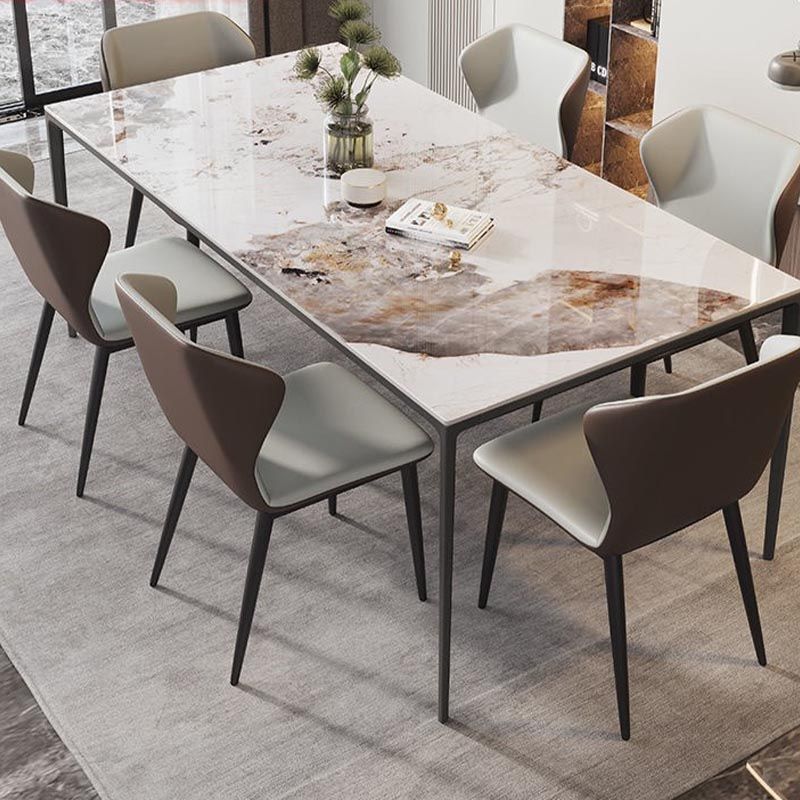 Rectangle Modern Stone Table Standard Height Kitchen Room Table with 4 Legs Clearhalo 'Dining Tables & Seating' 'Dining Tables' 'dining_table' 'furn' 'furn_dining_table' 'Furniture' 'Kitchen & Dining Furniture' 1200x1200_ae540079-2963-475a-84a5-170deeb5e72f