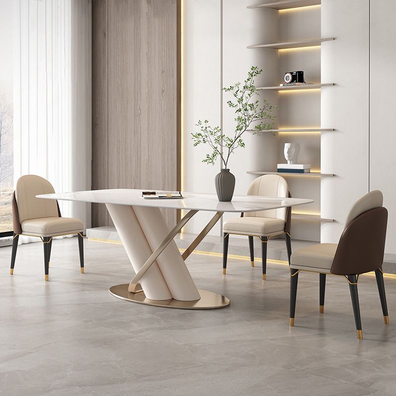 Contemporary Rectangle Sintered Stone Dining Table Set 1/4/5/7 Pieces Dining Set Clearhalo 'Dining Room Sets' 'Dining Tables & Seating' 'dining_room_set' 'furn' 'furn_dining_room_set' 'Furniture' 'Kitchen & Dining Furniture' 1200x1200_ae54fccc-98e0-4aa2-a40f-44d446b47f61