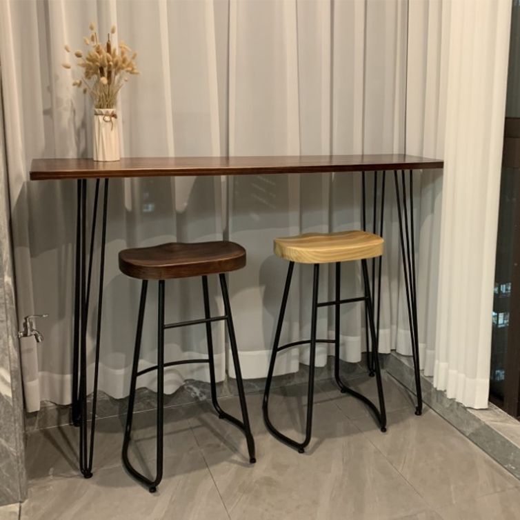 Solid Wood Counter Table with Rectangle Table Top Black Legs Table - 41.3" H Clearhalo 'Bar Furniture' 'Bar Tables' 'bar_tables' 'furn' 'furn_bar_tables' 'Furniture' 'furniture_bar_tables' 'Kitchen & Dining Furniture' 1200x1200_ae554364-3950-4f80-9b2f-a572a9f2ed5d