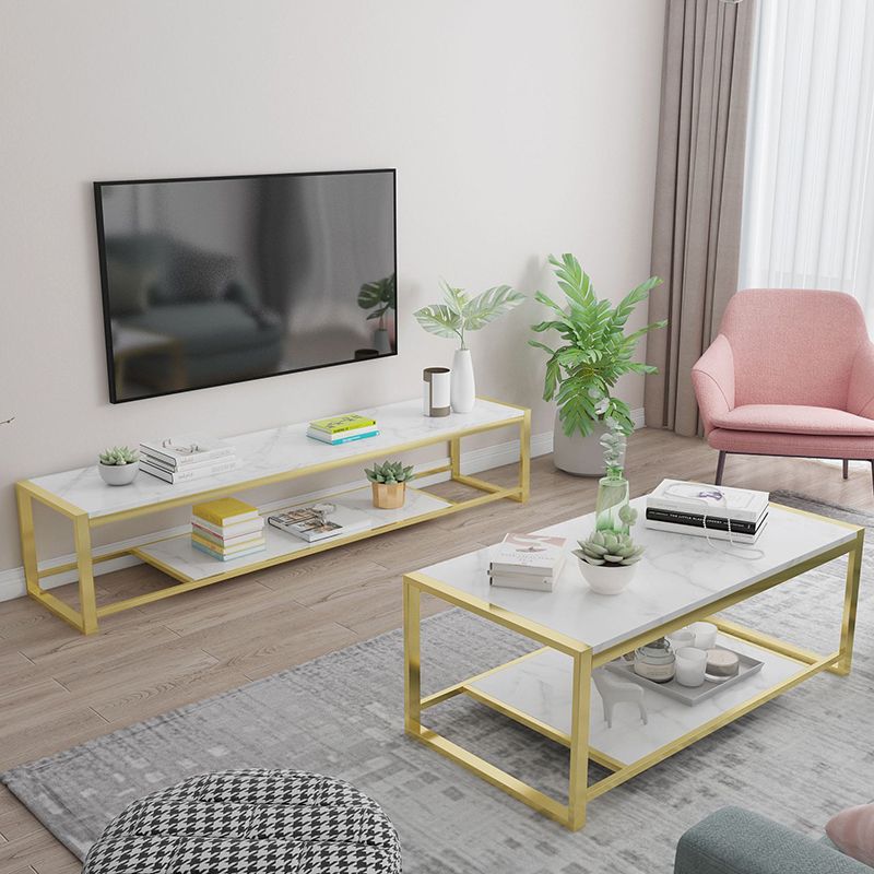 Open Storage Media Console Glam TV Stand Console for Living Room Clearhalo 'furn' 'furn_tv_stands_entertainment_centers' 'Furniture' 'Living Room Furniture' 'TV Stands & Entertainment Centers' 'TV Stands & Media Storage Furniture' 'tv_stands_entertainment_centers' 1200x1200_ae55db20-86c0-49cf-aaa9-07a1f9aa41eb