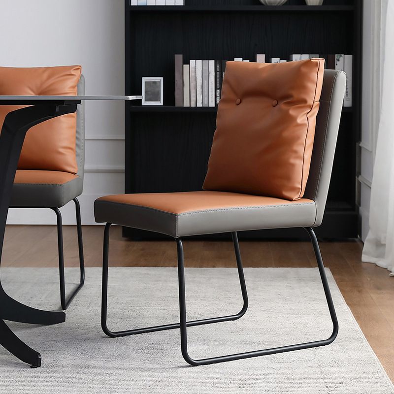 Indoor Industrial Side Chair Solid Back Metal Upholstered Dining Room Chair (Set of 2) Clearhalo ' kitchen&dining_furn' 'Dining Chairs' 'Dining Tables & Seating' 'dining_chair' 'furn' 'furn_dining_chair' 'Furniture' 'furniture_dining_chair' 'Kitchen & Dining Furniture' 'kitchen' 1200x1200_ae55fcac-34ba-4be2-8726-86a7e46d05fd