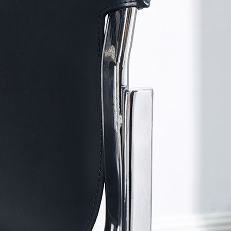 Metal Kitchen Dining Chairs Contemporary Dining Side Chair in Black Clearhalo 'Dining Chairs' 'Dining Tables & Seating' 'dining_chair' 'furn' 'furn_dining_chair' 'Furniture' 'Kitchen & Dining Furniture' 1200x1200_ae564725-7d0b-4d23-a15a-d6de68d58a73