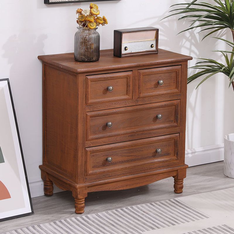 Mid-Century Modern Rectangle Brown Standard with Drawer Drop Handles Chest