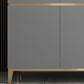 Tavolo da sideboard in pietra a buffet da pranzo in stile glam con cassetti e armadi