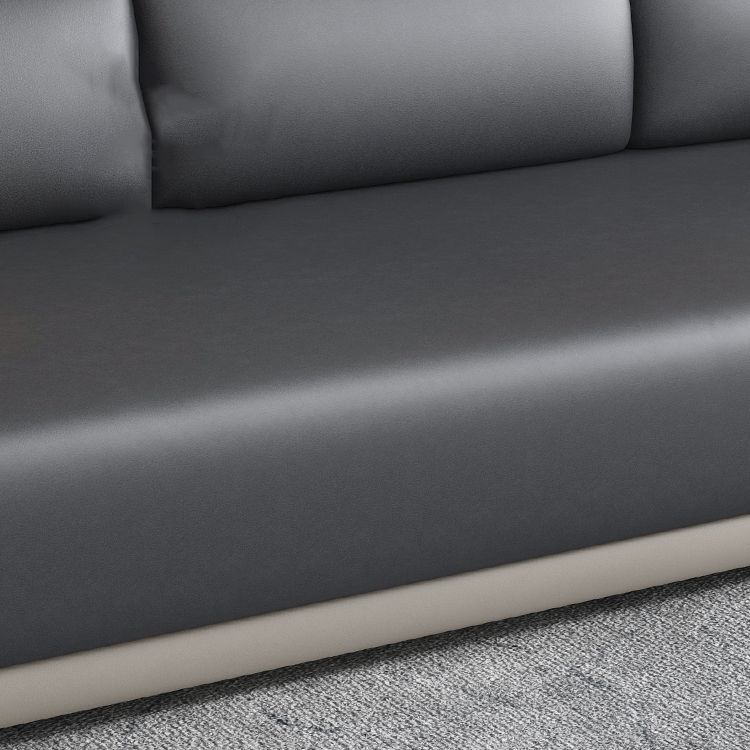 Contemporary Grey Sectional Sofa with Pillow Top Arm in Faux Leather Clearhalo 'furn' 'furn_sectionals' 'Furniture' 'Living Room Furniture' 'Sectionals' 1200x1200_ae5830ed-f8f4-4ddc-922d-c095ede694c3