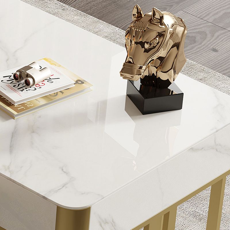 Escritorio de oficina rectangular en el hogar u oficina con escritorio de escritura base de metal