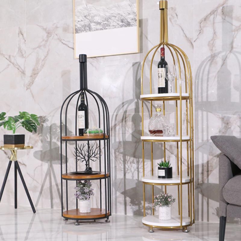 Luxury Metal Wine Holder Rack Round Floor Wine Racks with Shelf Clearhalo 'furn' 'furn_wine_racks' 'Furniture' 'Kitchen & Dining Furniture' 'Wine Racks' 'wine_racks' 1200x1200_ae59ef8d-c109-4eb2-a15b-dfc57601565b