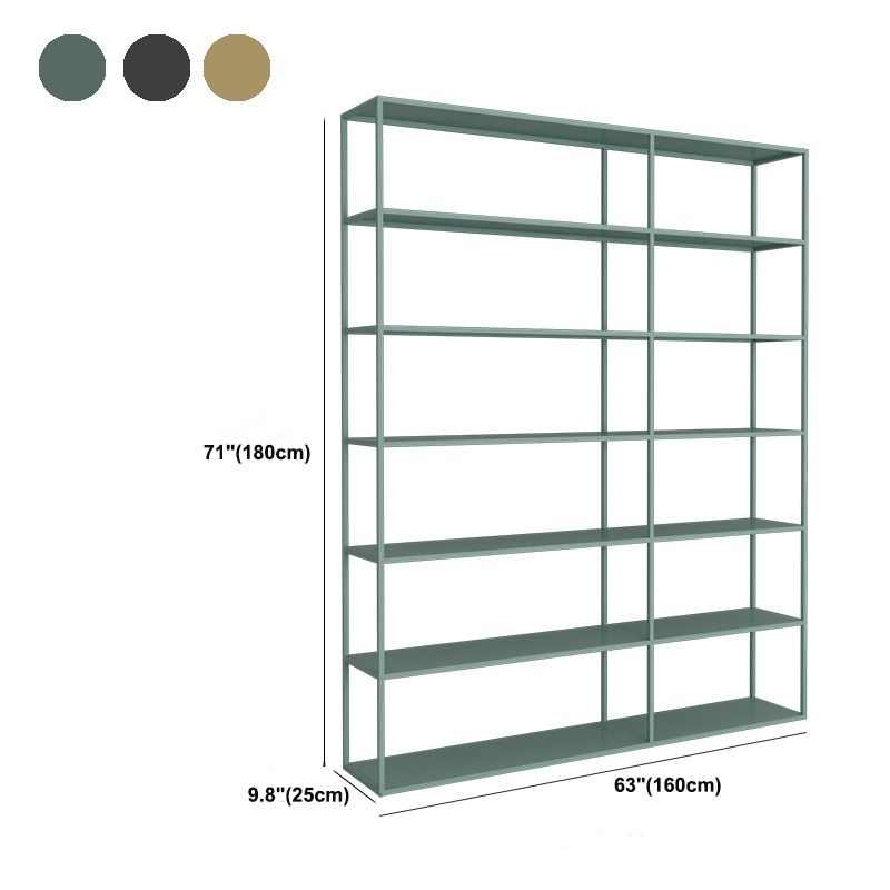 9.8" W Modern Open Storage Bookcase Metal Bookshelf with Shelves