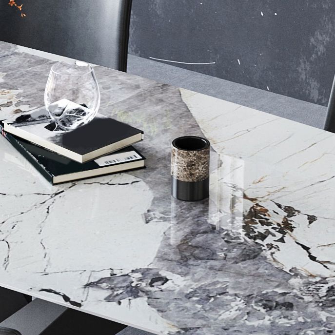 Moderne rechthoek gesinterde stenen dinerset 1/4/5/7 stukken eetgelegenheid