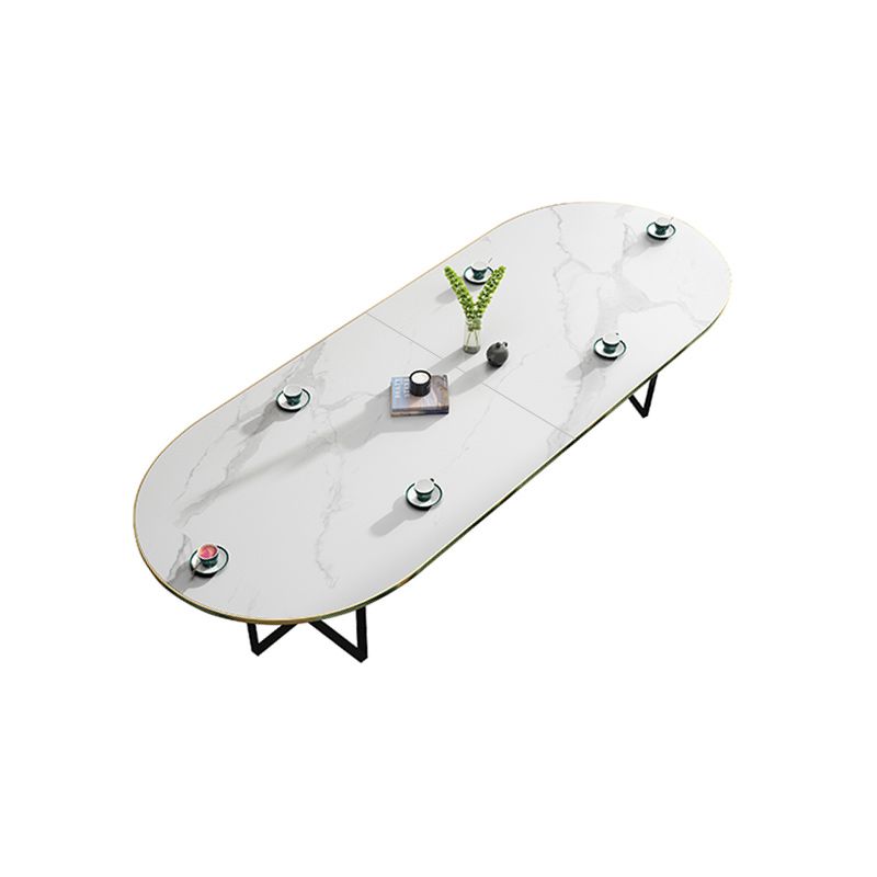 Modern Style White Meeting Table Office Oval Wooden Writing Desk