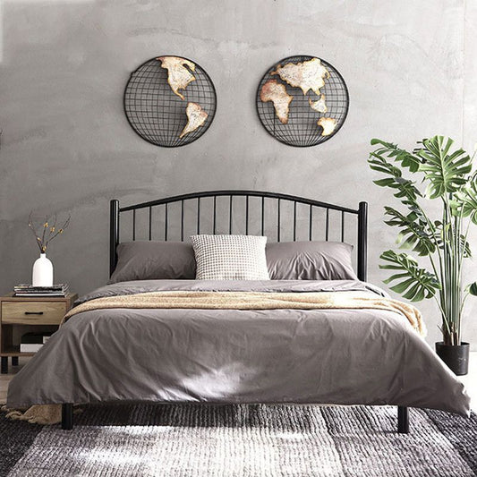 Contemporary Slat Bed Metal Black Open-Frame Bed with Custom Gold Legs Clearhalo 'Bedroom Furniture' 'Beds' 'furn' 'furn_beds' 'Furniture' 1200x1200_ae6042d0-8569-4f5d-8ce7-667a9a411c8c