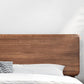 Mid-Century Modern Standard Bed Walnut Solid Color Panel Bed with Headboard