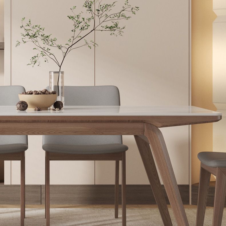 Table de salle à manger rectangulaire en pierre, mobilier de style moderne, blanc