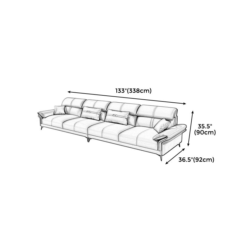 Contemporary Sewn Pillow Back Sofa 35.43"H Pillow Top Arm Sectional Clearhalo 'furn' 'furn_sofas' 'Furniture' 'furniture_sectionals' 'kitchen' 'kitchen_sofas' 'Living Room Furniture' 'Sectionals' 'Sofa' 'sofas' 1200x1200_ae623e68-970d-4e9c-b73b-5b32ad31bc77