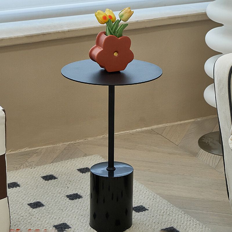 Black End Slide Table Round Living Room Pedestal Marble Corner Table Clearhalo 'Coffee & Accent Tables' 'End & Side Tables' 'end_side_tables' 'furn' 'furn_end_side_tables' 'Furniture' 'Living Room Furniture' 1200x1200_ae62bae5-b14c-4091-9fb7-d40aff0fad56