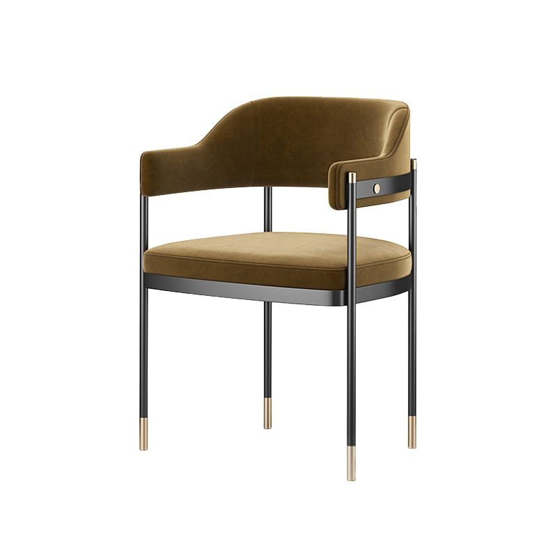Silla de comedor de cocina contemporánea silla de brazo de patas negras tapizadas