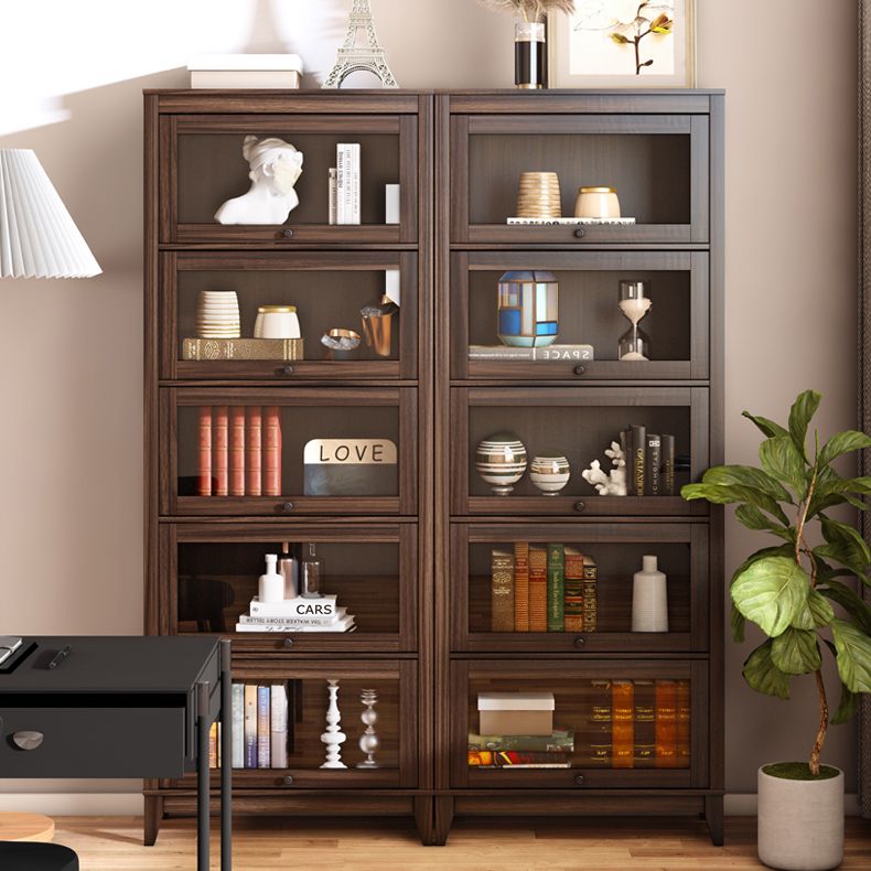 Espresso Shelf Bookcase Modern & Contemporary Bookshelf with Doors for Study Room