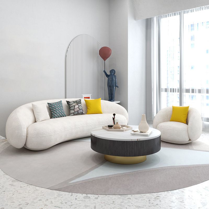 23.62" High Sloped Arm Sofa with 4 Pillows Wool Sofa in White Clearhalo 'furn' 'furn_sofas' 'Furniture' 'Living Room Furniture' 'Sofa' 'sofas' 1200x1200_ae65d9fc-39a6-425f-9c57-b4dae5057b36